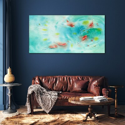 Calm water with fish Glass Wall Art