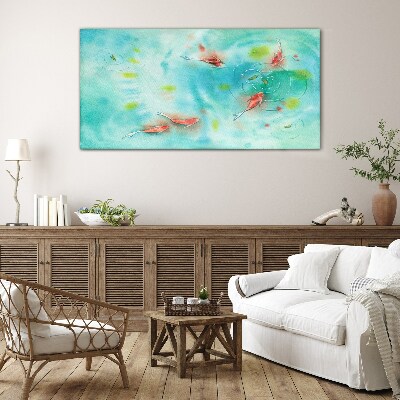 Calm water with fish Glass Wall Art