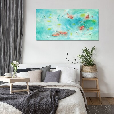 Calm water with fish Glass Wall Art