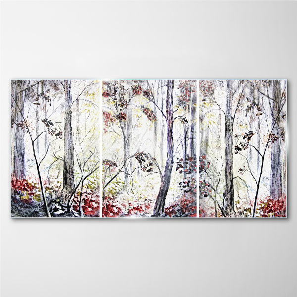 Abstraction forest leaves Glass Wall Art