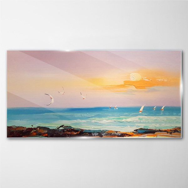 Abstraction coast waves Glass Wall Art