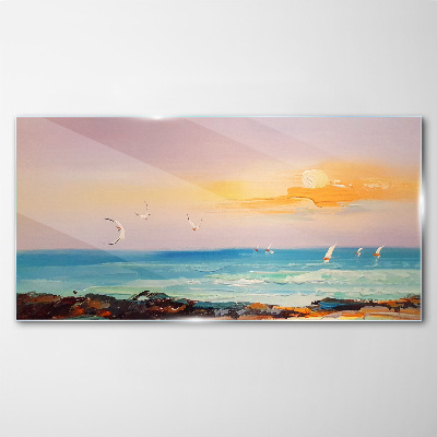 A peaceful sunset over the sea Glass Wall Art
