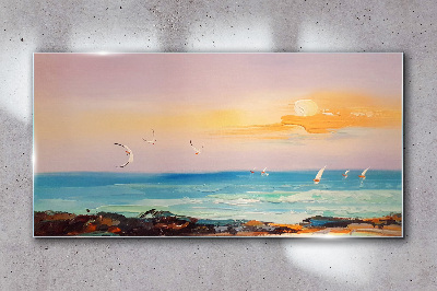 A peaceful sunset over the sea Glass Wall Art