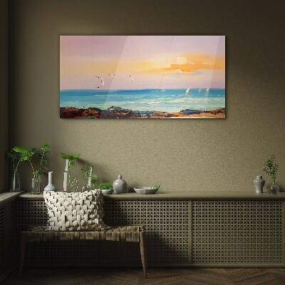 A peaceful sunset over the sea Glass Wall Art
