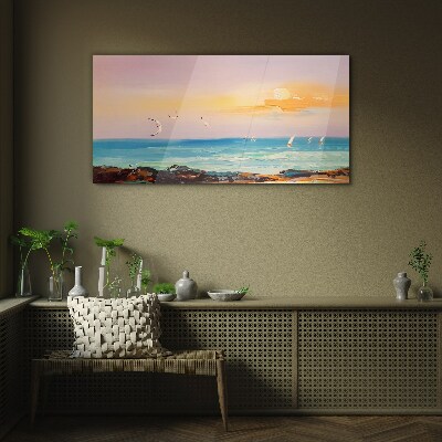 Abstraction coast waves Glass Wall Art