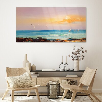 A peaceful sunset over the sea Glass Wall Art