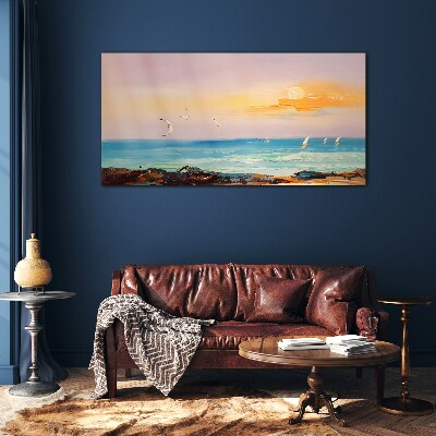 A peaceful sunset over the sea Glass Wall Art