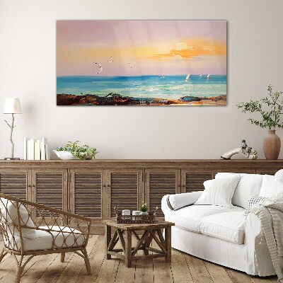 A peaceful sunset over the sea Glass Wall Art