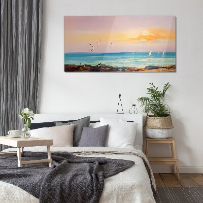 A peaceful sunset over the sea Glass Wall Art
