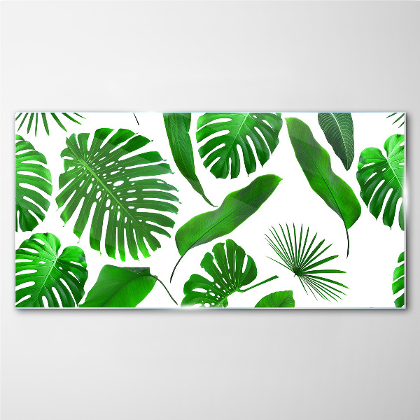 Tropical green in leaves Glass Wall Art