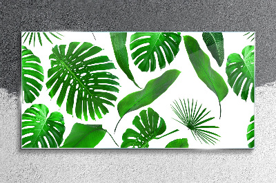Tropical green in leaves Glass Wall Art