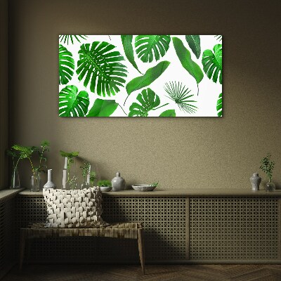 Tropical green in leaves Glass Wall Art