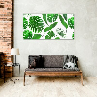 Tropical green in leaves Glass Wall Art