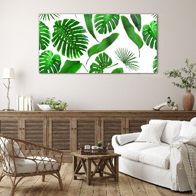 Tropical green in leaves Glass Wall Art