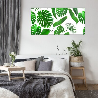 Tropical green in leaves Glass Wall Art