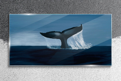 A whale wave in the ocean depths Glass Wall Art
