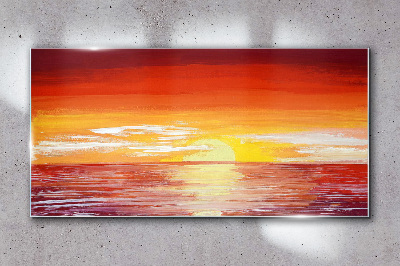 Sunset over the sea Glass Wall Art