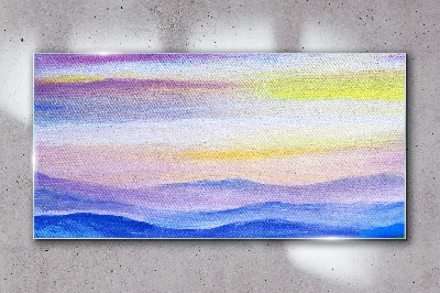 Morning landscape in pastel shades Glass Wall Art