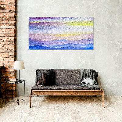 Morning landscape in pastel shades Glass Wall Art