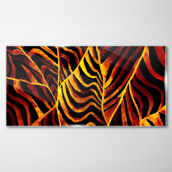 Golden leaves on fire Glass Wall Art