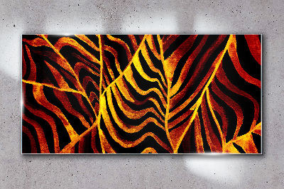 Golden leaves on fire Glass Wall Art