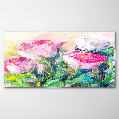 Floral arrangement in pastel shades Glass Wall Art