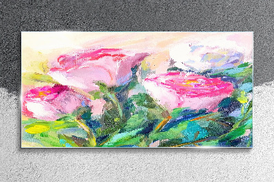 Floral arrangement in pastel shades Glass Wall Art