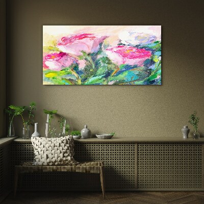Floral arrangement in pastel shades Glass Wall Art