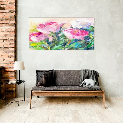 Floral arrangement in pastel shades Glass Wall Art