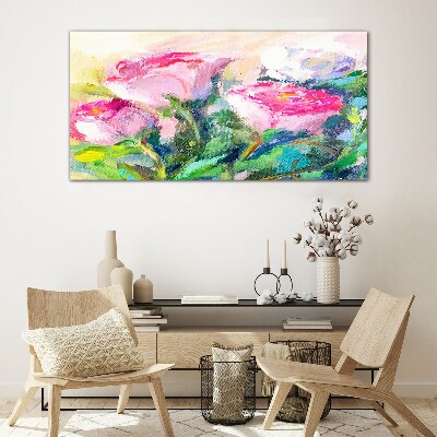 Floral arrangement in pastel shades Glass Wall Art