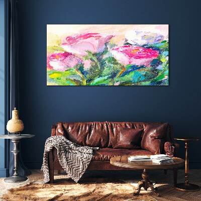 Floral arrangement in pastel shades Glass Wall Art