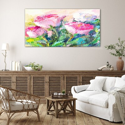 Floral arrangement in pastel shades Glass Wall Art