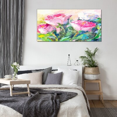 Floral arrangement in pastel shades Glass Wall Art
