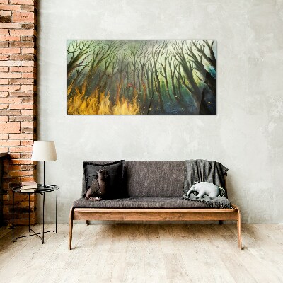 Forest in flames Glass Wall Art
