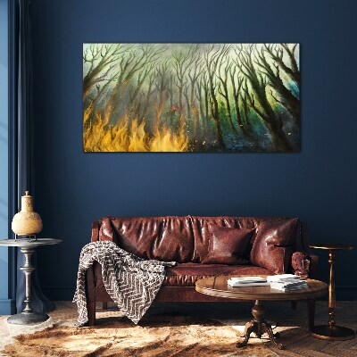 Forest in flames Glass Wall Art