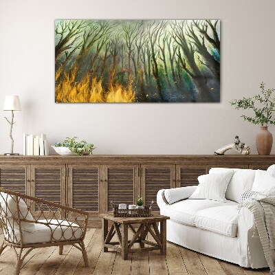 Forest in flames Glass Wall Art