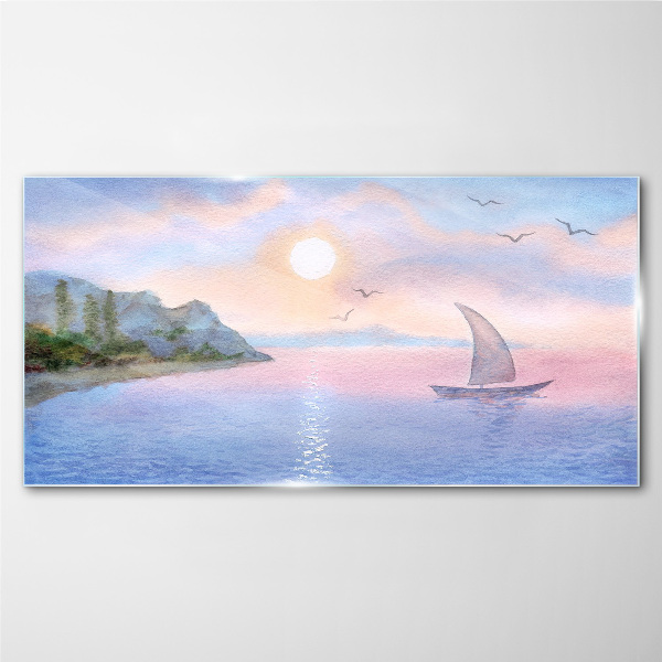 A peaceful sea sunset landscape Glass Wall Art