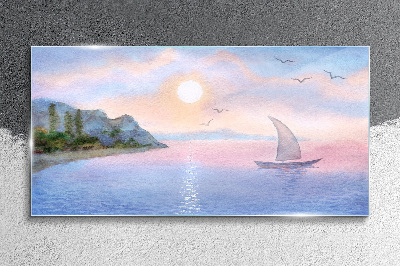 A peaceful sea sunset landscape Glass Wall Art