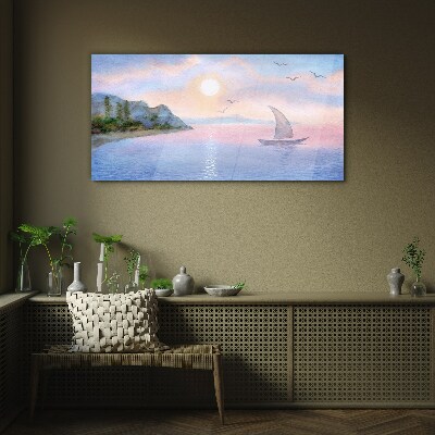 A peaceful sea sunset landscape Glass Wall Art