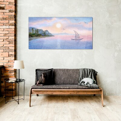 A peaceful sea sunset landscape Glass Wall Art