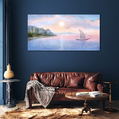 A peaceful sea sunset landscape Glass Wall Art