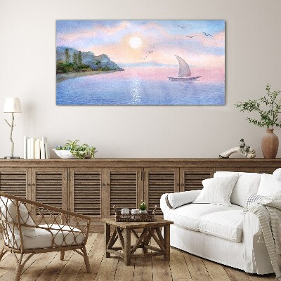 A peaceful sea sunset landscape Glass Wall Art