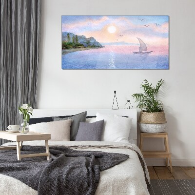 A peaceful sea sunset landscape Glass Wall Art