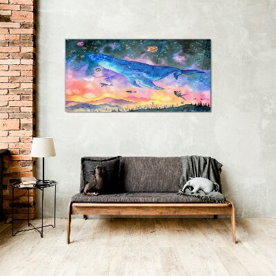 The Whale's Space Journey Glass Wall Art