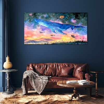 The Whale's Space Journey Glass Wall Art