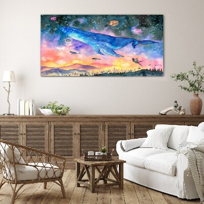 The Whale's Space Journey Glass Wall Art
