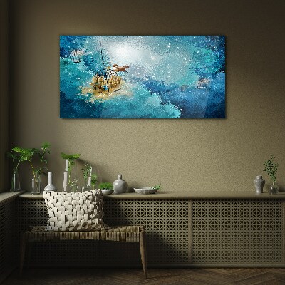 A caged bird against the sky Glass Wall Art