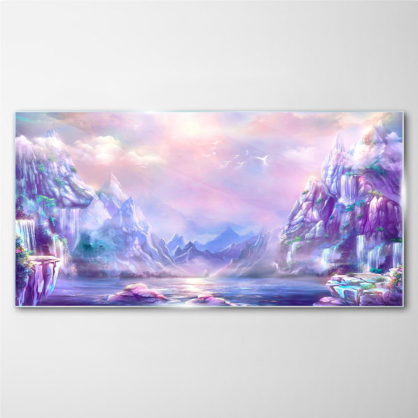 Magical mountain landscape Glass Wall Art