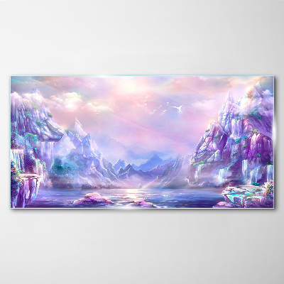 Magical mountain landscape Glass Wall Art