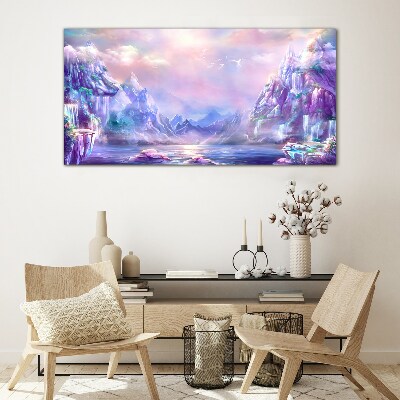 Magical mountain landscape Glass Wall Art